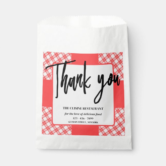 Unique Restaurant Bakery Cafe Food Paper Favour Bags (Front)