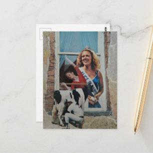 Unique Retro Dairy Princess Collage Postcard