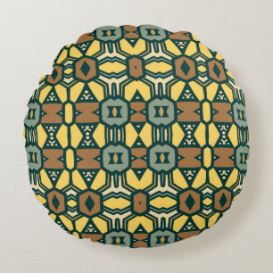 Unique retro geometrical pattern, vintage seamles round cushion