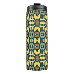 Unique retro geometrical pattern, vintage seamles thermal tumbler