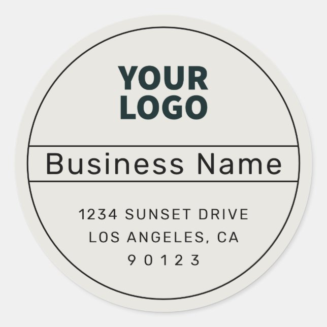 Unique Retro-Modern Address Black & Off White  Classic Round Sticker (Front)