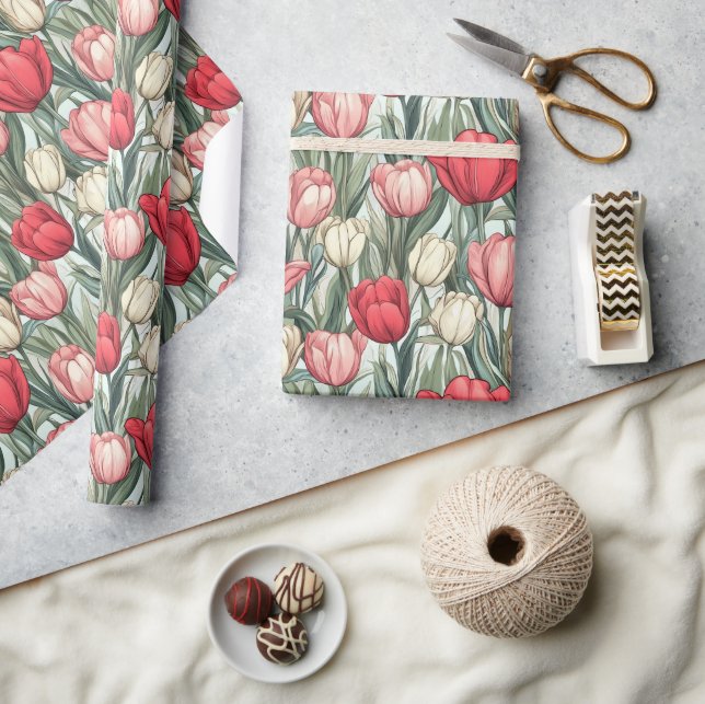 Unique Retro Tulip Wrapping Paper (Crafts)