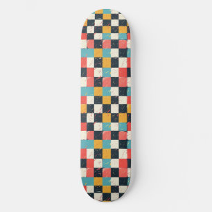 Unique Retro Y2K Chequered Design Skateboard