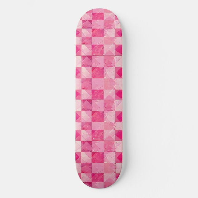 Unique Retro Y2K Chequered Design Skateboard (Front)