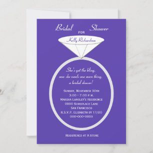 Unique Ring Bridal Shower Invitation on Purple