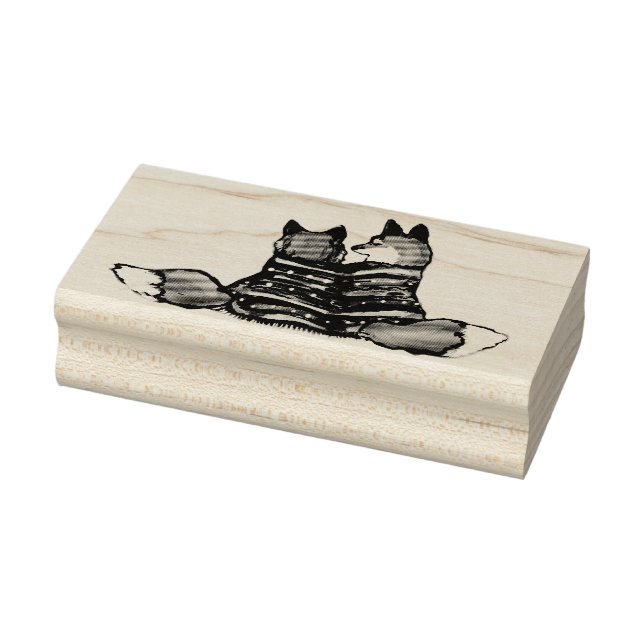 Unique Romantic Fox Design Wedding Valentine Love Rubber Stamp (Stamp)