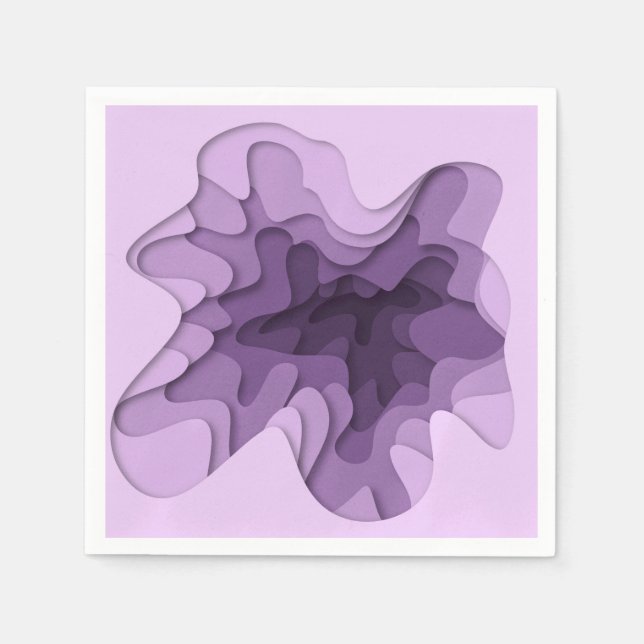 Unique Romantic Purple Ombre 3D Effect Waves Napkin (Front)