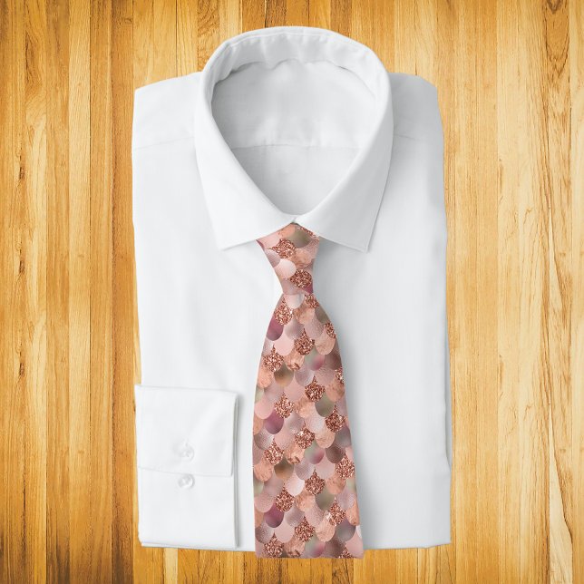 Unique Rose Gold Glitter Mermaid Scales Foil Tie (Creator Uploaded)