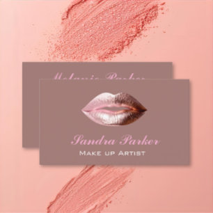 Unique Rose Gold Lips Makeup Artist  Business Card