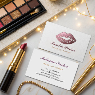 Unique Rose Gold Lips Makeup Artist  Business Card