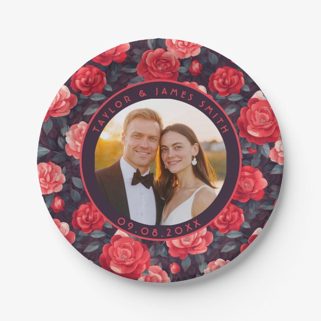 Unique Rose Wedding Party Plates For Wedding (Front)