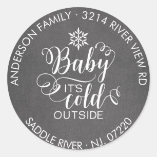Unique Round Baby It's Cold Outside Return Address Classic Round Sticker