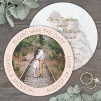 Unique Round Photo Modern Blush Pink Gold Wedding