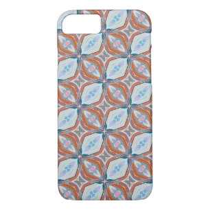 Unique Rust, Teal,Light Blue & Pink Pattern Design iPhone 8/7 Case