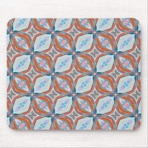 Unique Rust, Teal,Light Blue & Pink Pattern Design Mouse Mat