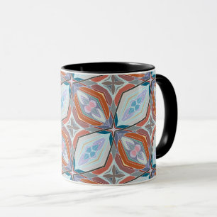 Unique Rust, Teal,Light Blue & Pink Pattern Design Mug