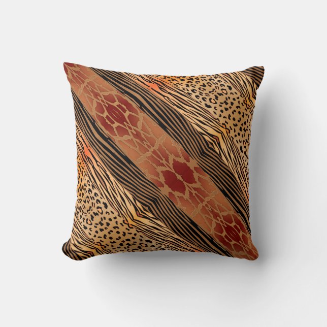  Unique Rustc Animal  Patchwork Zebra Stripe Pillo Cushion (Front)