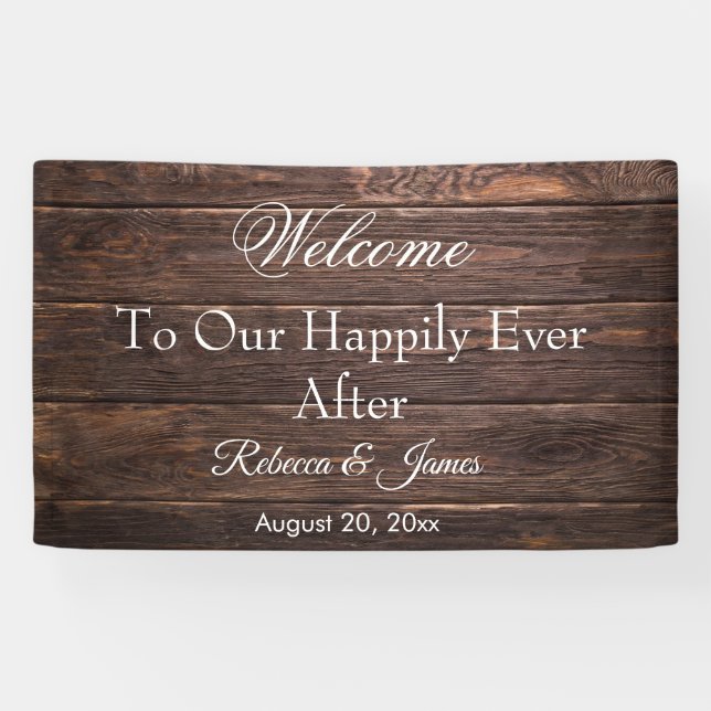 Unique Rustic Happily Ever After Wedding Banner (Horizontal)