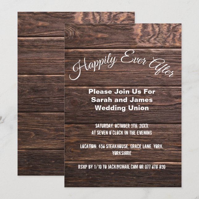Unique rustic happily Ever After wedding  Invitation (Front/Back)