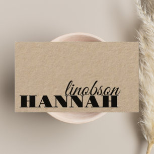 Unique Rustic Kraft Vintage Bold Black Script Font Business Card