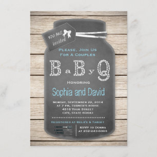 Unique Rustic Mason Jar Chalkboard Baby Shower Invitation