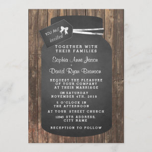 Unique Rustic Mason Jar Chalkboard Wedding Invitation