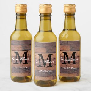 Unique Rustic Monogram Party Personalised Mini Wine Label