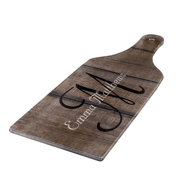 Unique Rustic Newlyweds Wedding Monogram Cutting Board (Corner)