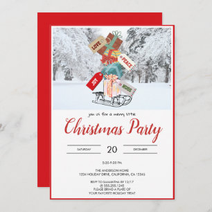 Unique Rustic Sled Snow Christmas Party Invitation