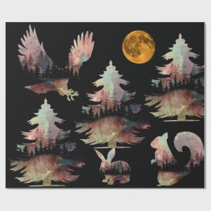 Unique Rustic Trees Animals Wrapping Paper