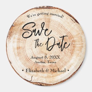 Unique Rustic wedding Wood Disc Tree bark Custom Magnet