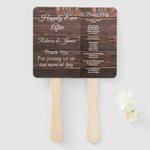 Unique Rustic Wood Barn Wedding Program Hand Fan