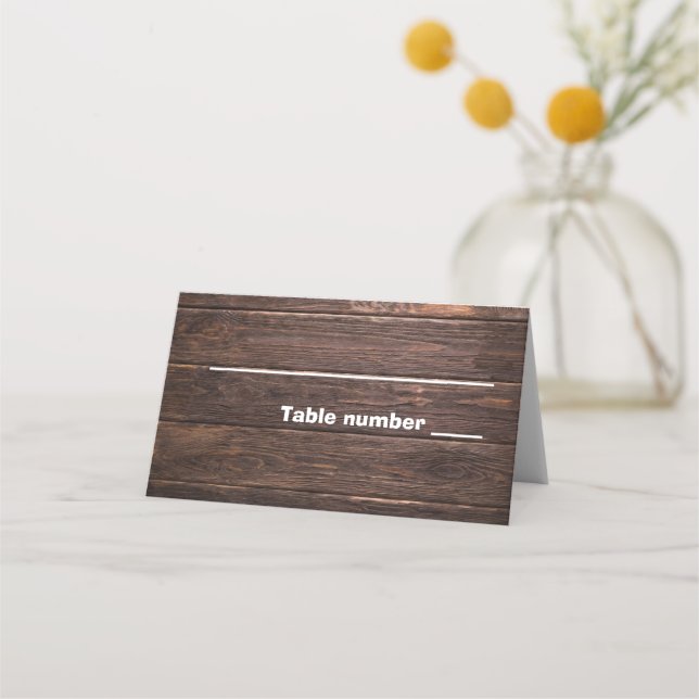 Unique Rustic Wood Wedding Folded Place Card (Front)
