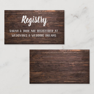 Unique Rustic Wood Wedding Registry Enclosure Card
