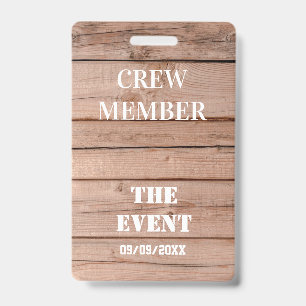 Unique Rustic Wooden Custom Event Access ID Badge