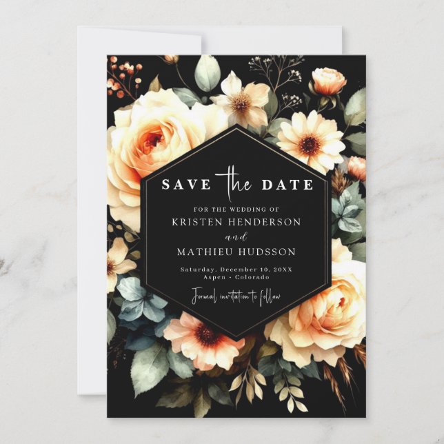 Unique Sage Peach Wedding  Save The Date (Front)