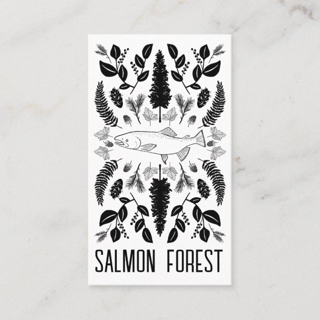 Unique Salmon Fish Fishing Nature Botanical Simple Business Card (Front)