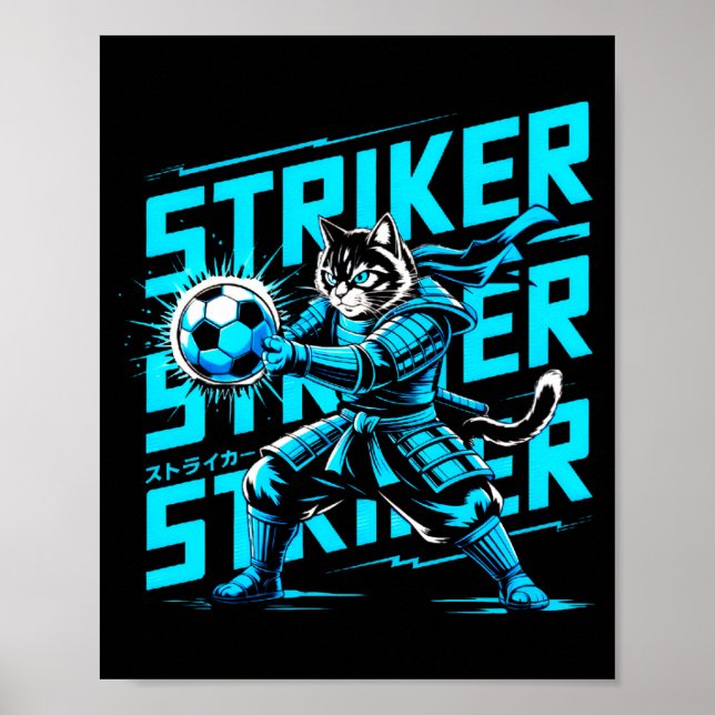 Unique Samurai Cat For Soccer Fans Cat Lovers T Sh Poster (Front)
