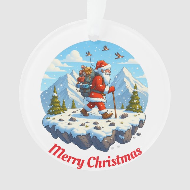 Unique Santa mountain climbing  Ornament (Front)