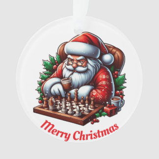 Unique Santa playing chess  Ornament