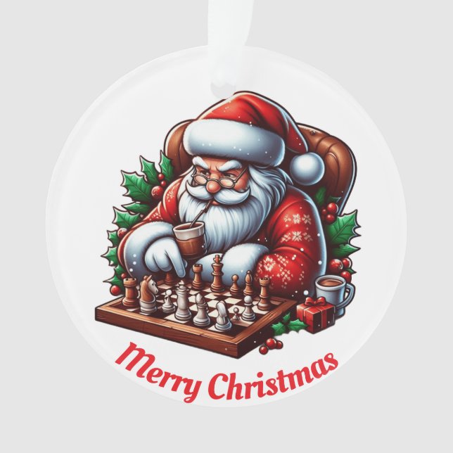 Unique Santa playing chess  Ornament (Front)