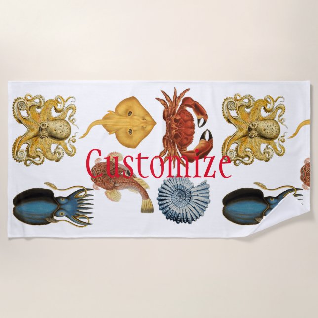 Unique Sea Beings Assortment Thunder_Cove Beach Towel (Front)