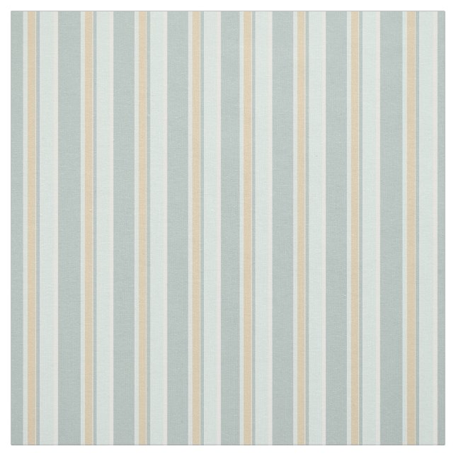 Unique Seafoam Green White Tan Stripe Art Fabric (Swatch)