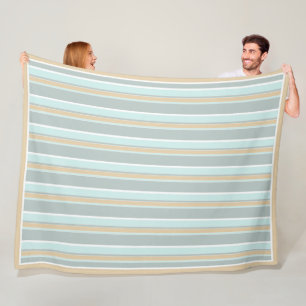 Unique Seafoam Green White Tan Stripe Art Fleece Blanket