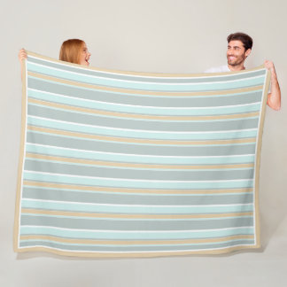 Unique Seafoam Green White Tan Stripe Art Fleece Blanket