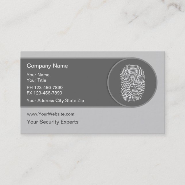 Unique Security Business Cards (Front)