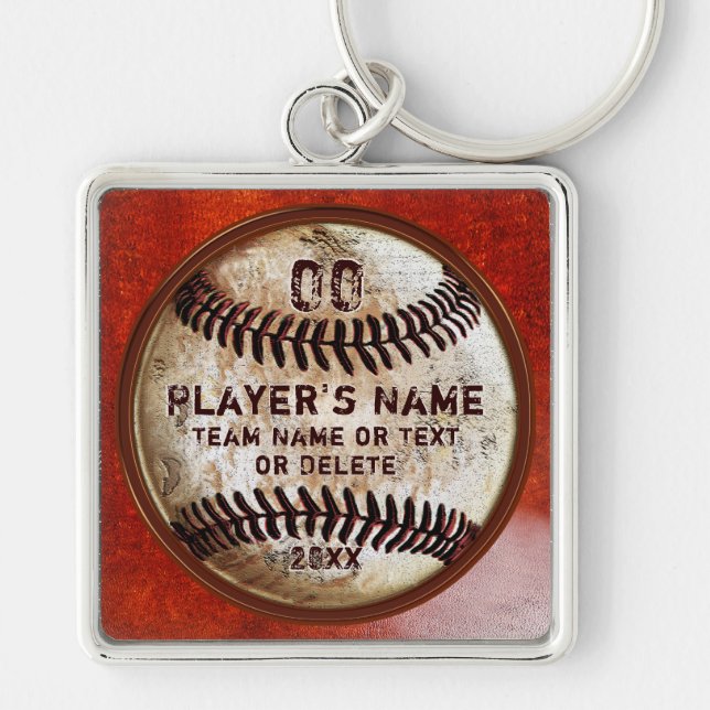 Unique Senior Baseball Gifts Keychains, 4 Text Box Key Ring (Front)