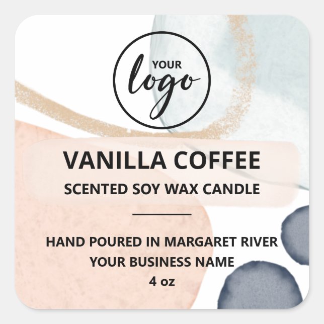 Unique Shapes Scented Soy Candle Logo Labels (Front)