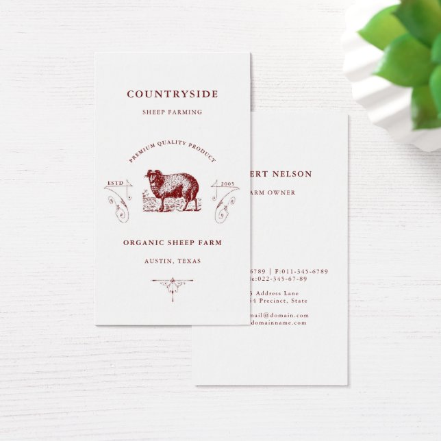 Unique Sheep Farming Vintage Retro Business Card (Desk)