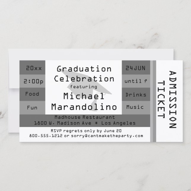 Unique Silver Admission Ticket Party Invitation (Front)